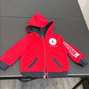 Jordan Kids Red and Black Zip-Up Hoodie